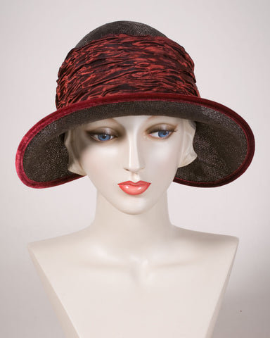 0538EESI Ellie, sisal straw, espresso brown with red