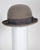 F0386 Bowler, sueded finish felt, taupe w/brown, 2" brim, Headsize 23 1/8"