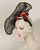 03871WY Whimsy,  sinamay on Paglina braid base, black with scarlet & tea