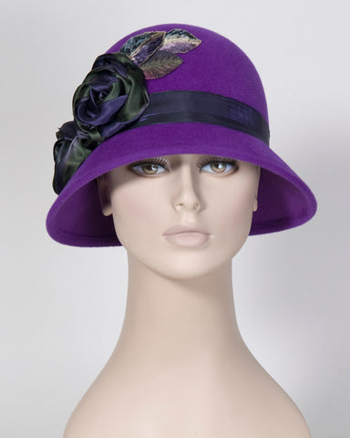 LOUISE GREEN CLOCHE WOMENS HAT MAUVE WOOL FELT HAT - Gem