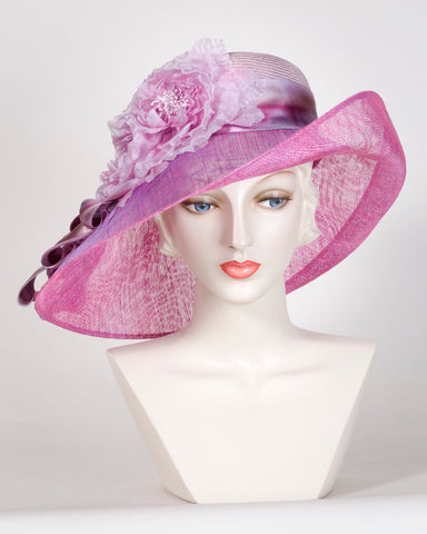 0526VGSP Virginia, sisal crown & sinamay brim, lavender/berry