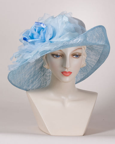 05p28 Helena, sisal straw, turquoise - Louise Green Millinery