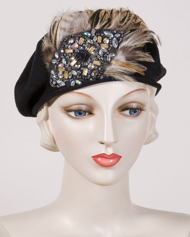 5117RRPS Rider, black w/ white - Louise Green Millinery