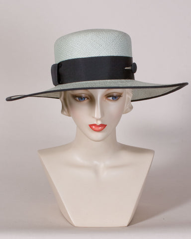 0525VGSP Virginia, sisal crown/sinamay brim, mint - Louise Green Millinery