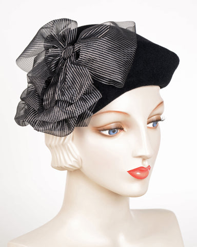 5117RRPS Rider, black w/ white - Louise Green Millinery