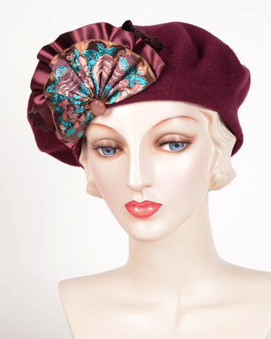 0638BEF Beret, wool felt, burgundy