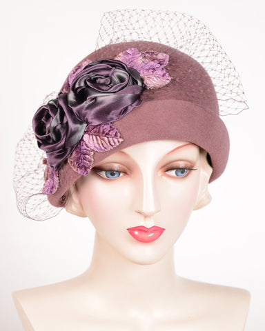 0639CCV 20's Cloche, velour, dusty rose