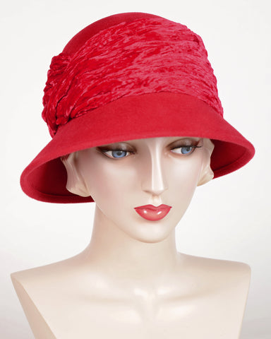 0645KNV Karen, velour, fire engine red