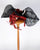 0722WYSY Whimsy, sinamay, black/natural with scarlet
