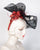 0722WYSY Whimsy, sinamay, black/natural with scarlet