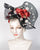 0722WYSY Whimsy, sinamay, black/natural with scarlet