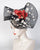 0722WYSY Whimsy, sinamay, black/natural with scarlet