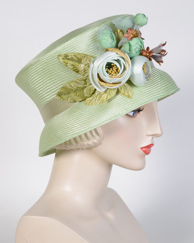 05p28 Helena, sisal straw, turquoise - Louise Green Millinery