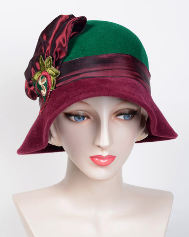 0869ADV Andrea, velour, emerald/burgundy