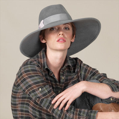 Louise Green hat with original box Wide Brim Floppy Grey Derby New SH9201