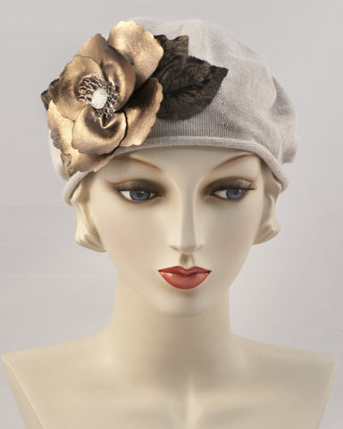 0951SBC Small Beret, sand with brown