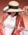 0995BR Boater, Straw braid, wheat with brown