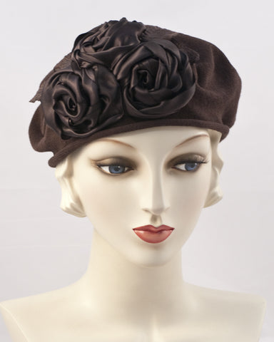 0999SBC Small Beret Cotton,  dark brown