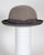 F0386 Bowler, sueded finish felt, taupe w/brown, 2" brim, Headsize 23 1/8"
