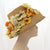 V990 Vintage: lampshade, wheat w/ orange & yellow, one size (sits on top of head)