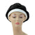 V991 Vintage: Designed by Patrice, black velvet/white leather beret, 22"
