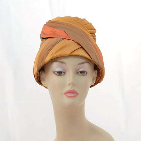 V994 Vintage: silk covered turban/toque, one size fits all