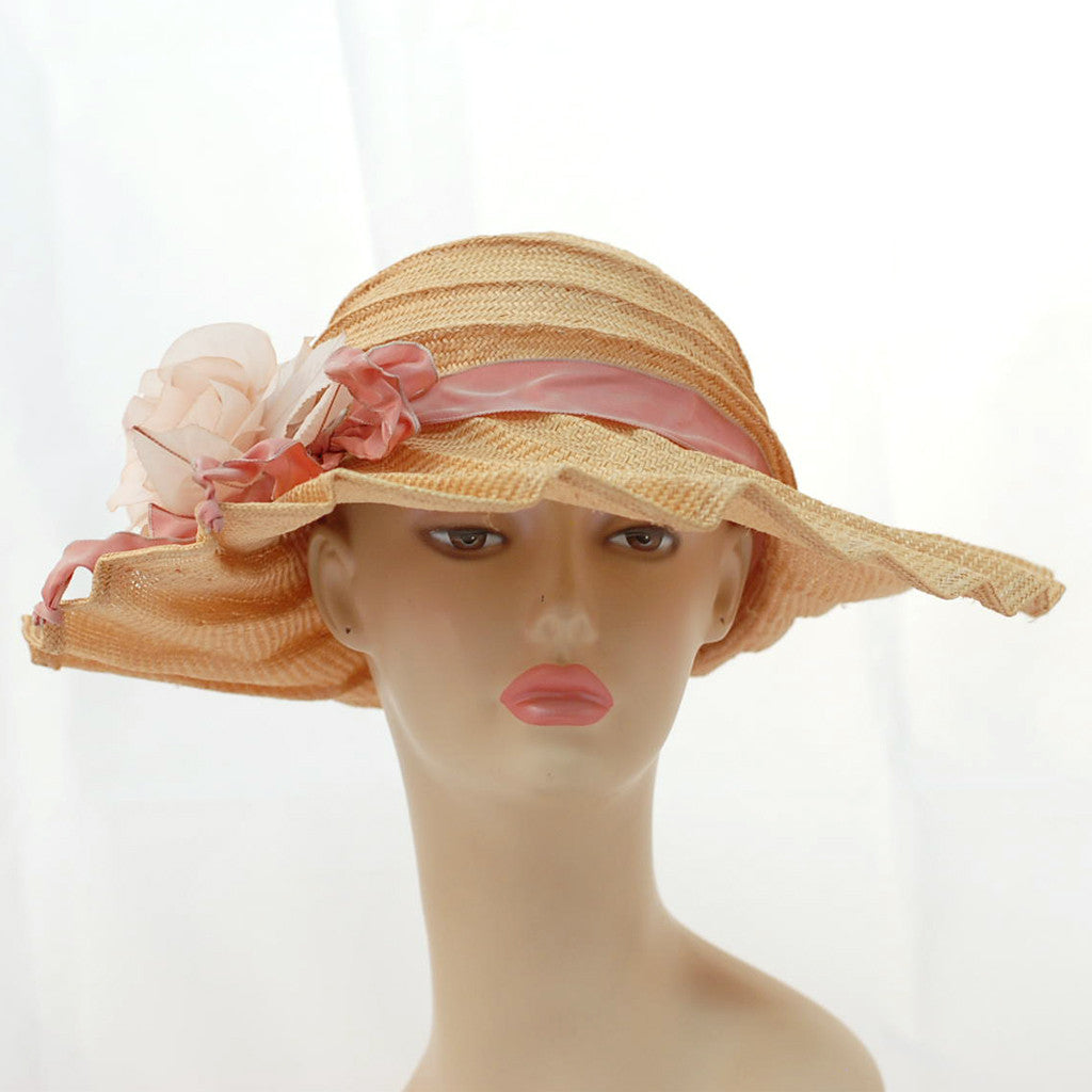 V995 Vintage: Tabrizi, Made in USA, ballet peach pleated Parisisal, 23 -  Louise Green Millinery